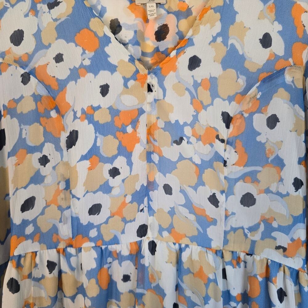 Joie Women’s Floral Long Sleeve Tiered Chiffon Midi Dress Size Large - Picture 4 of 4